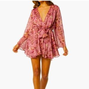 Misa Los Angeles  | Kaia Dress in Cristobal Mirror | Floral Chiffon Dress| XS